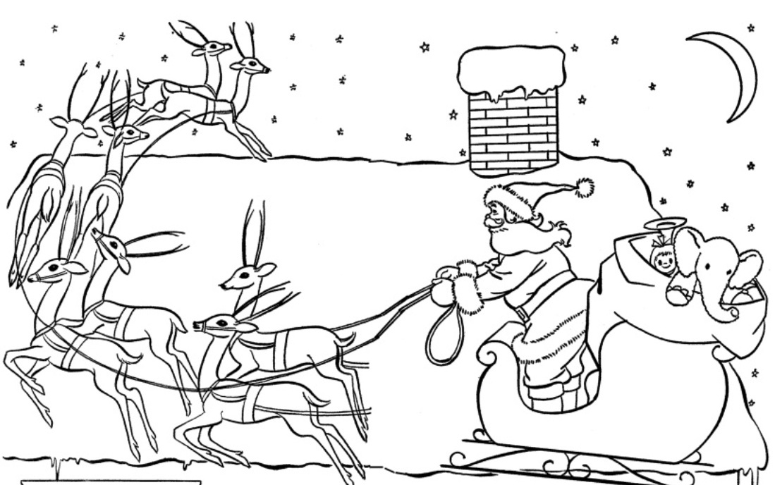 santa claus sleigh coloring pages