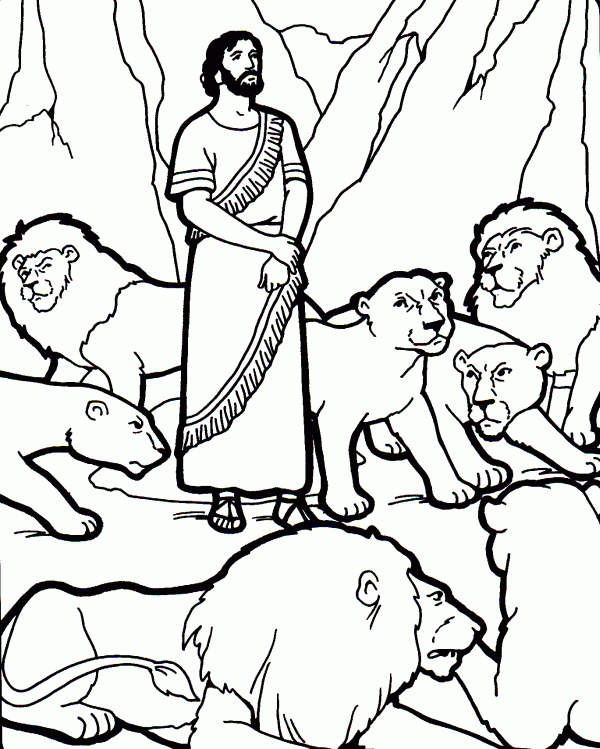 daniel and lions den coloring page