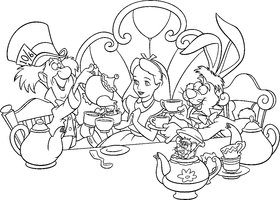 alice in wonderland coloring pages printable