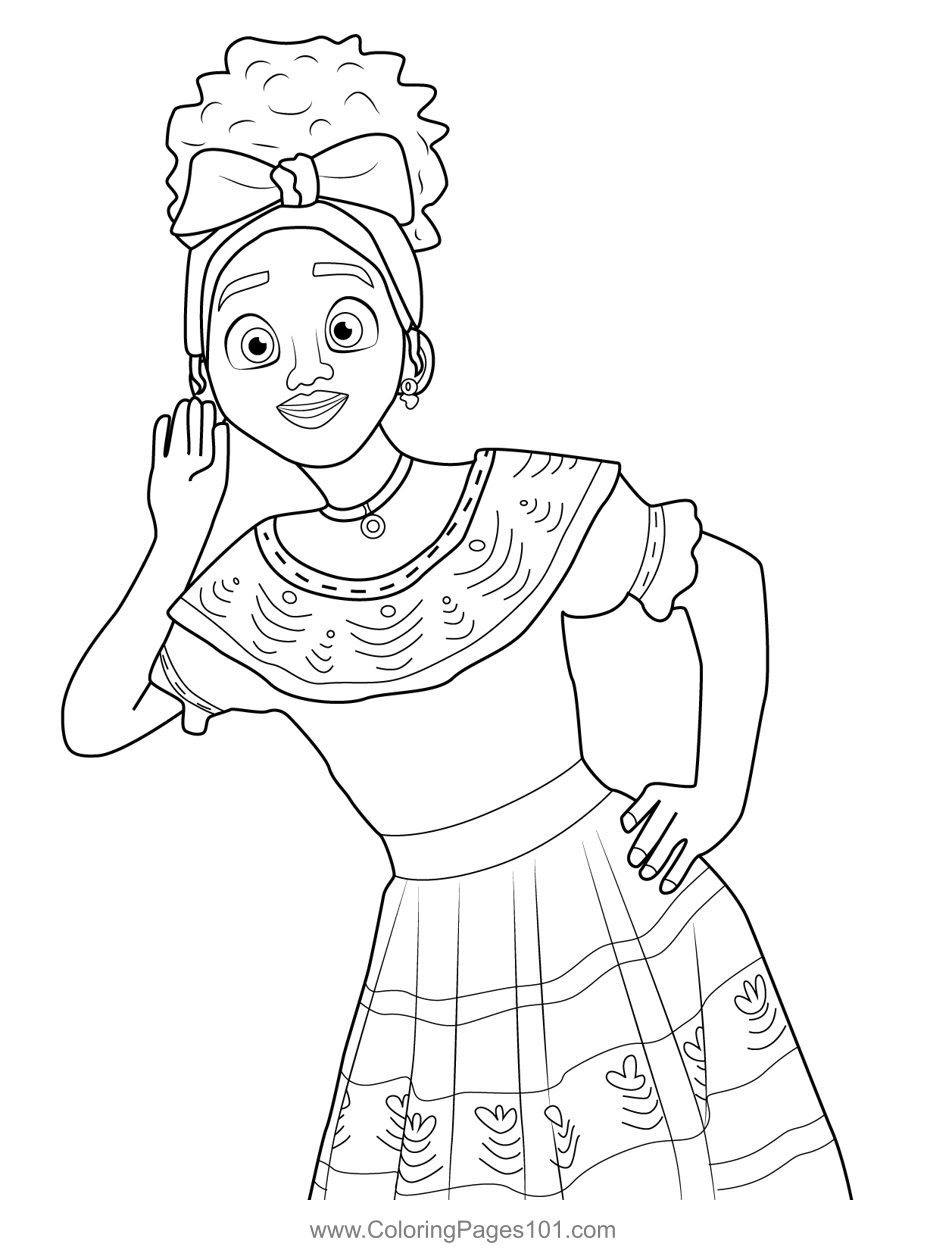 Dolores Encanto Coloring Page for Kids - Free Encanto Printable