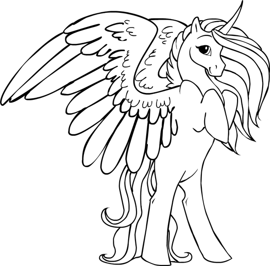 Beautiful Winged Unicorn Coloring Page - Free Printable Coloring Pages