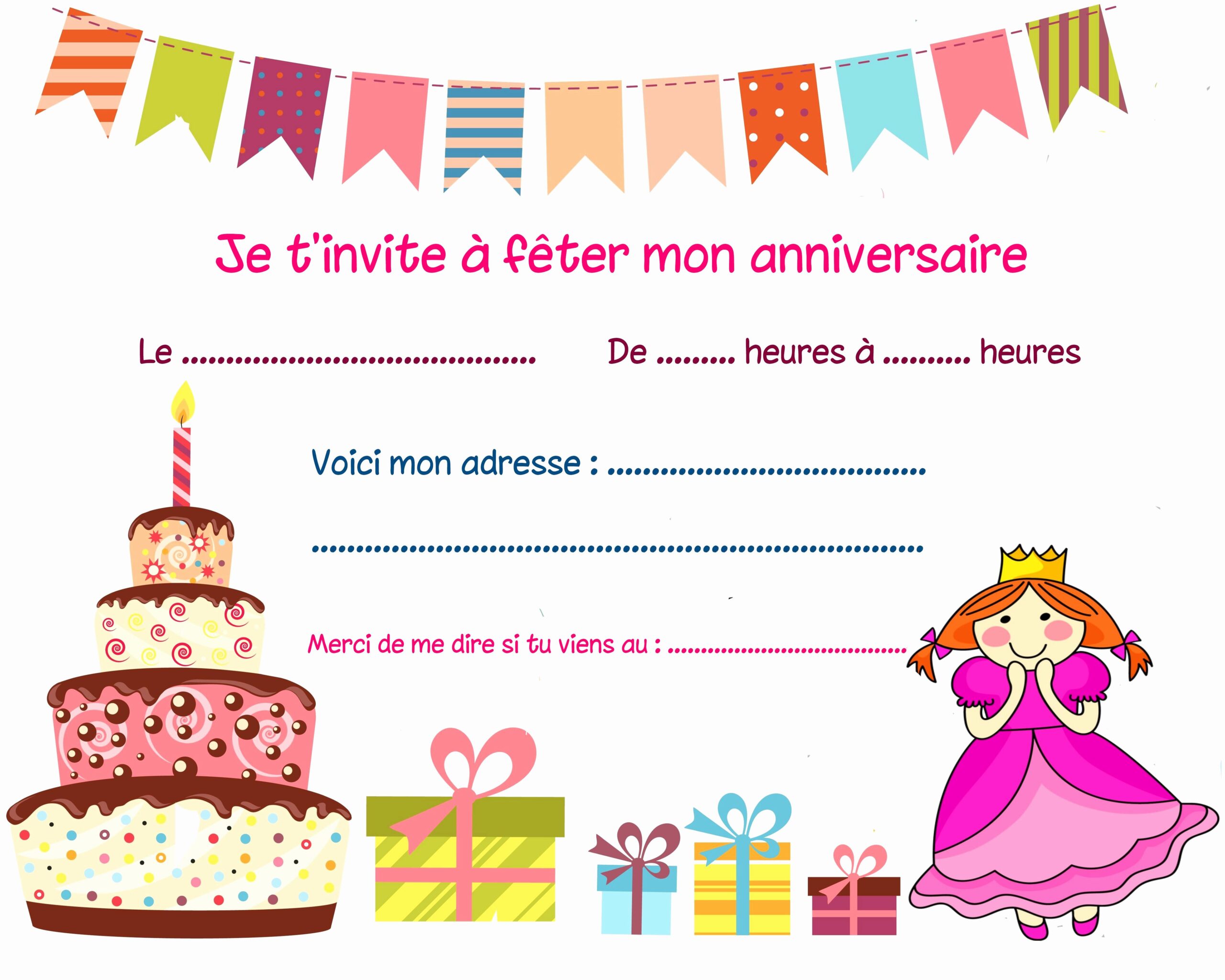 carte invitation anniversaire fille