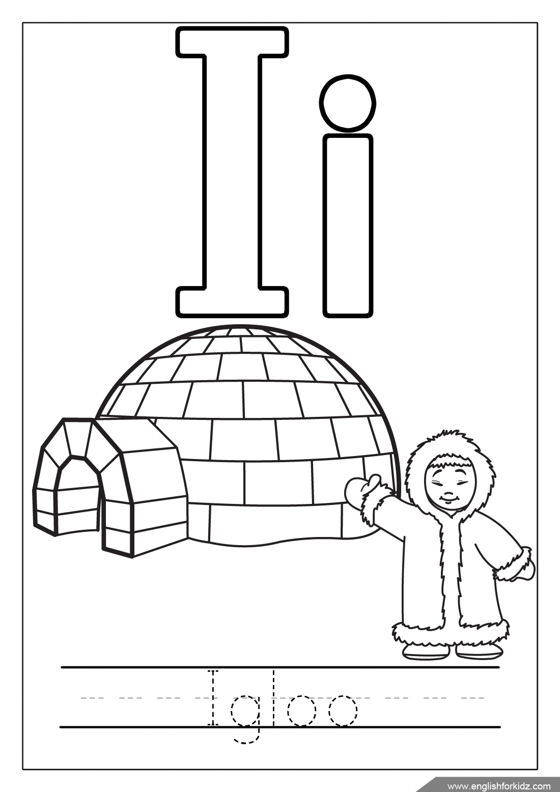 coloring page letter i