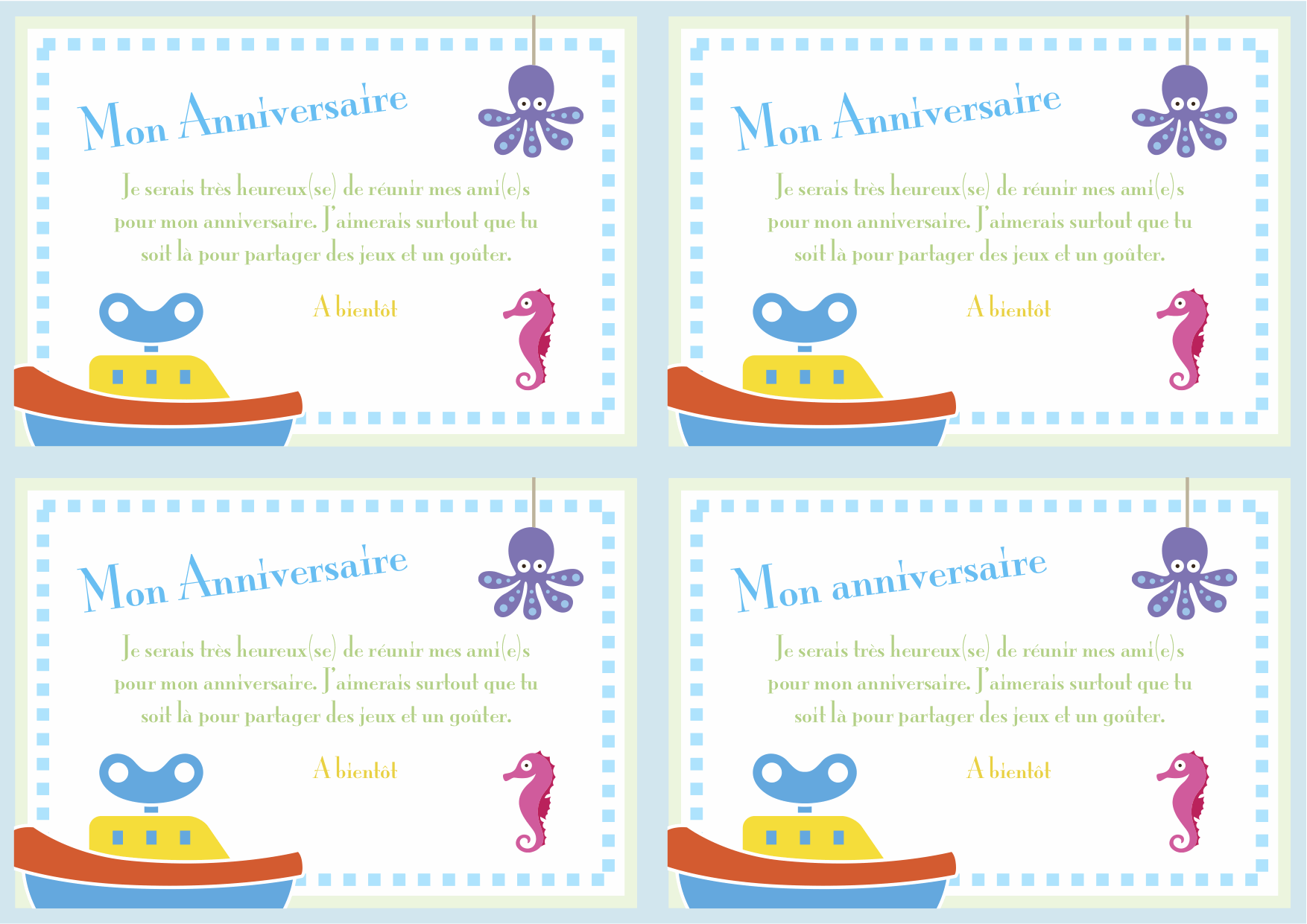 carte d invitation anniversaire gratuite a imprimer