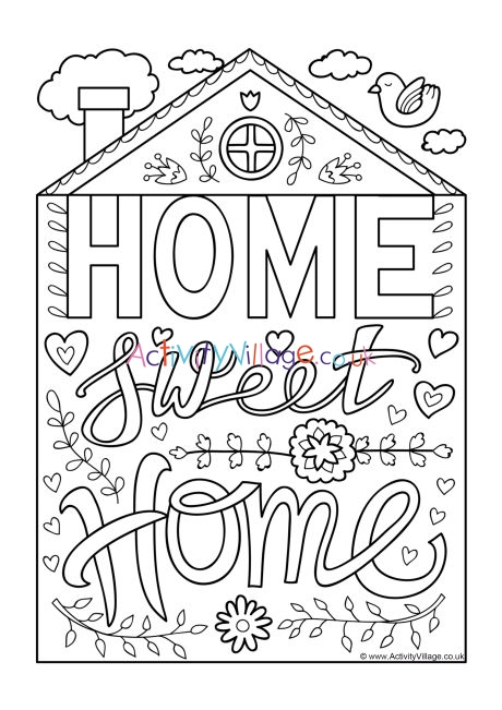 home sweet home coloring page