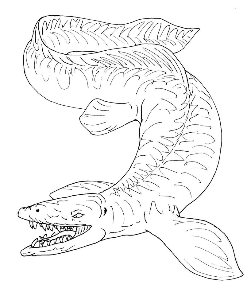 realistic mosasaurus coloring page