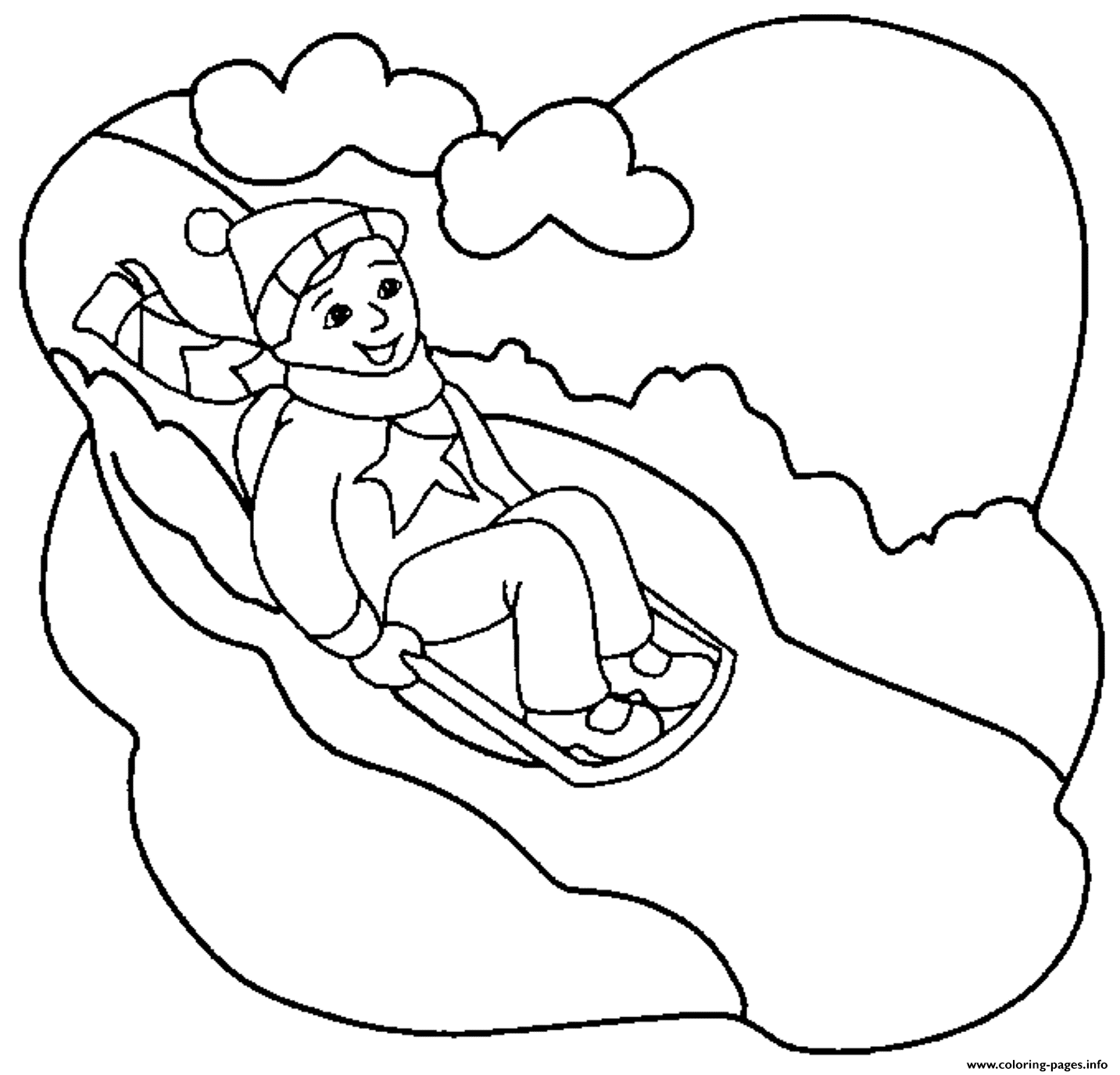 sledding coloring pages