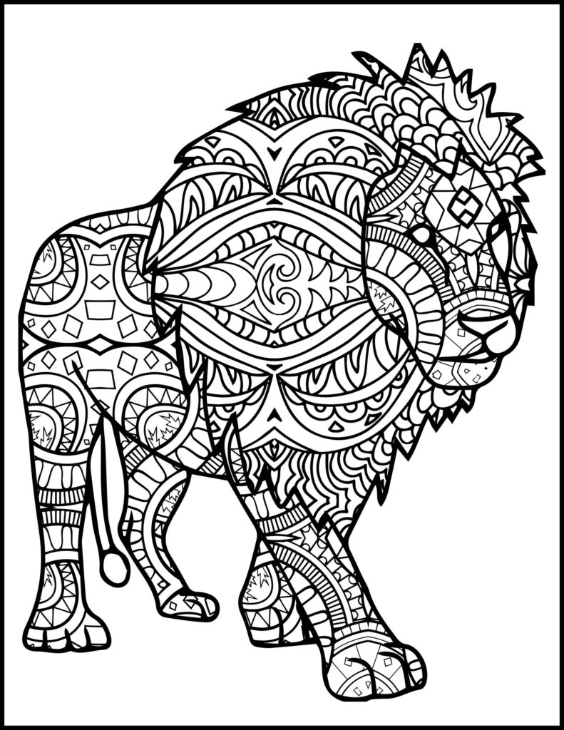 coloriage mandala lion a imprimer