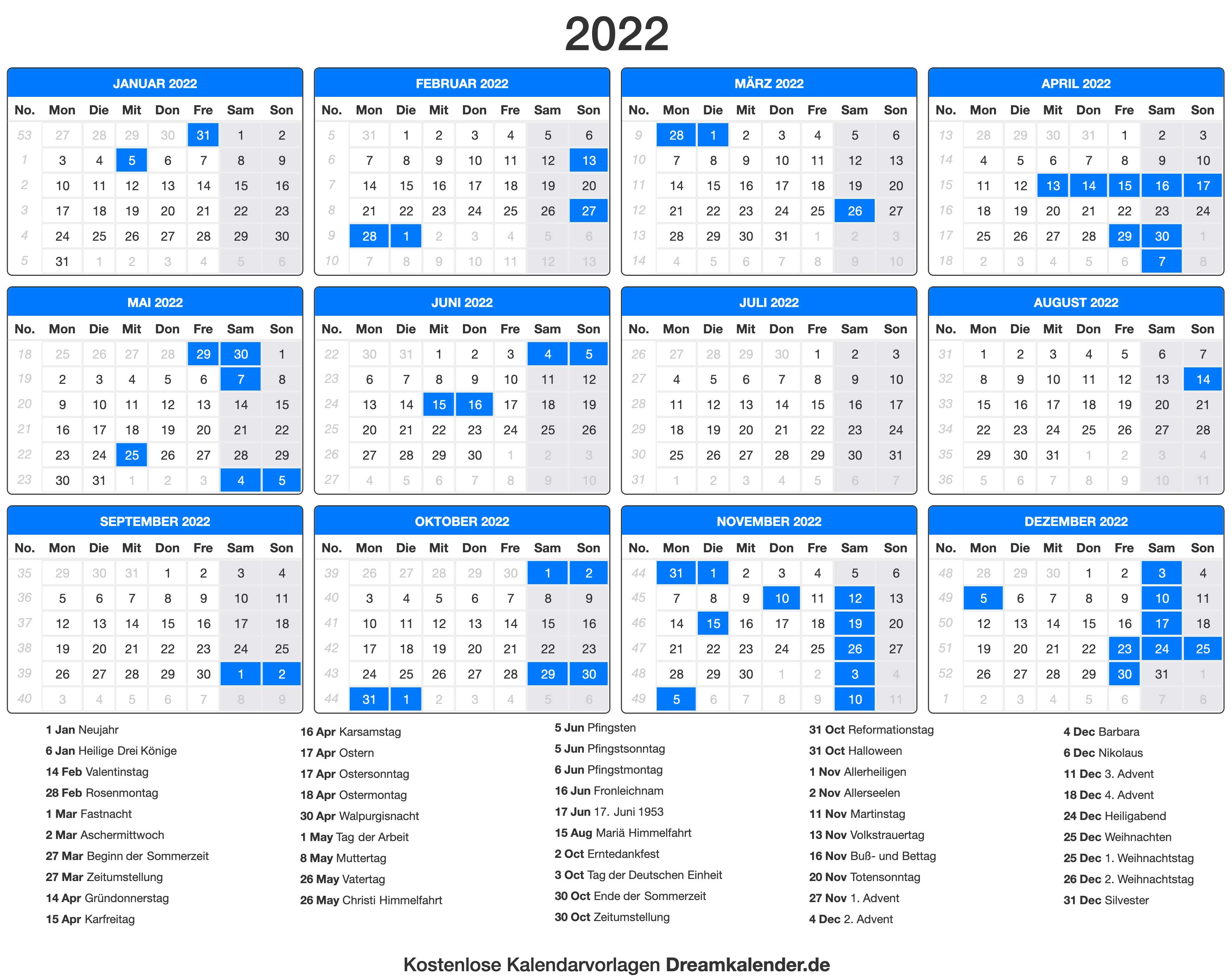 Feiertage 2022 - karfreitags