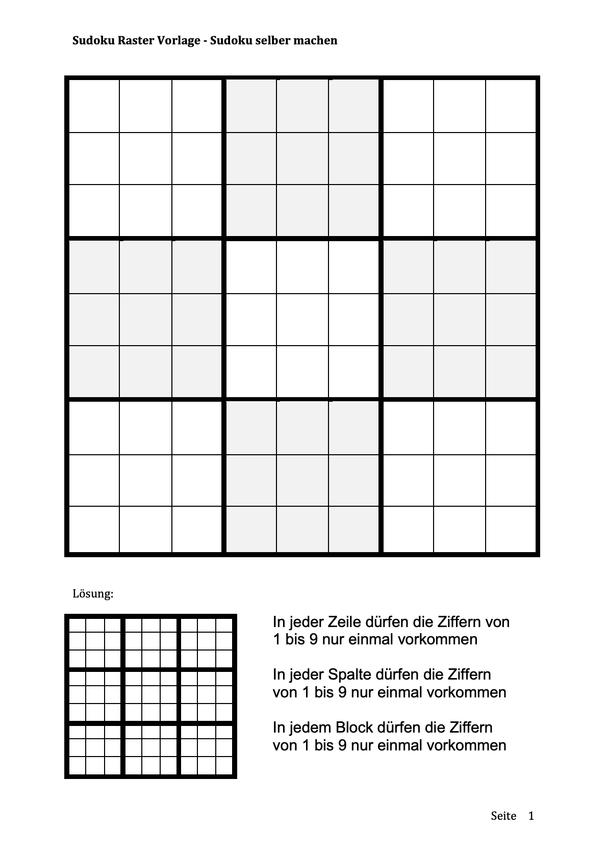 Gratis Sudoku-Vorlagen zum Ausdrucken - leicht, mittel, schwer