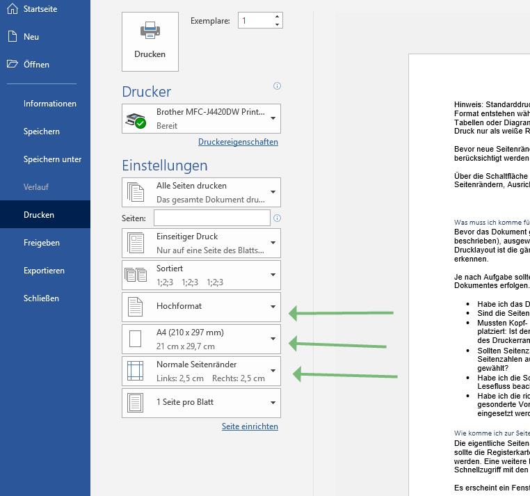 Word und Excel: Seitenansicht vs. Druck - workingoffice.de