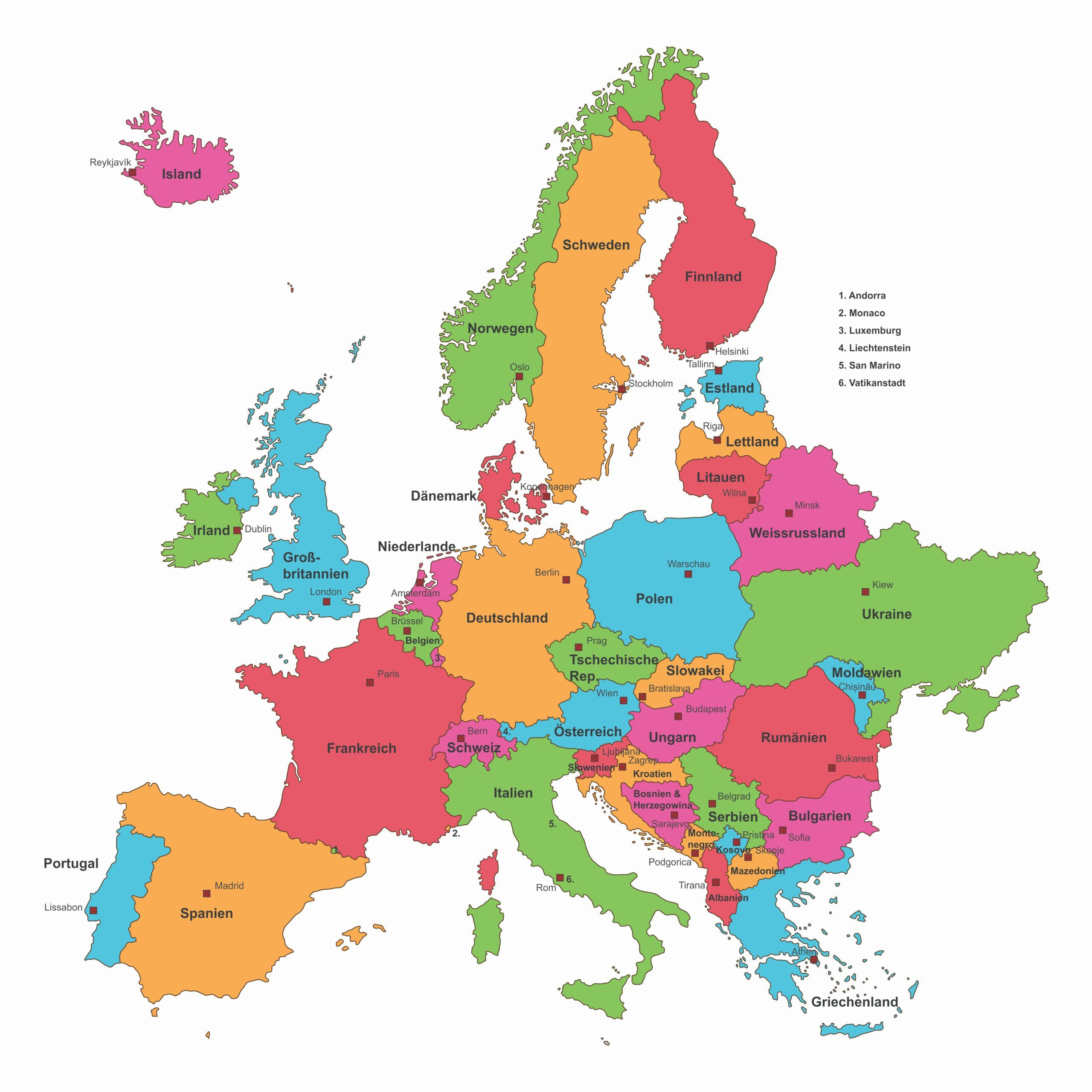 Europakarte - Alle Länder In Europa Und Hauptstädte verwandt mit