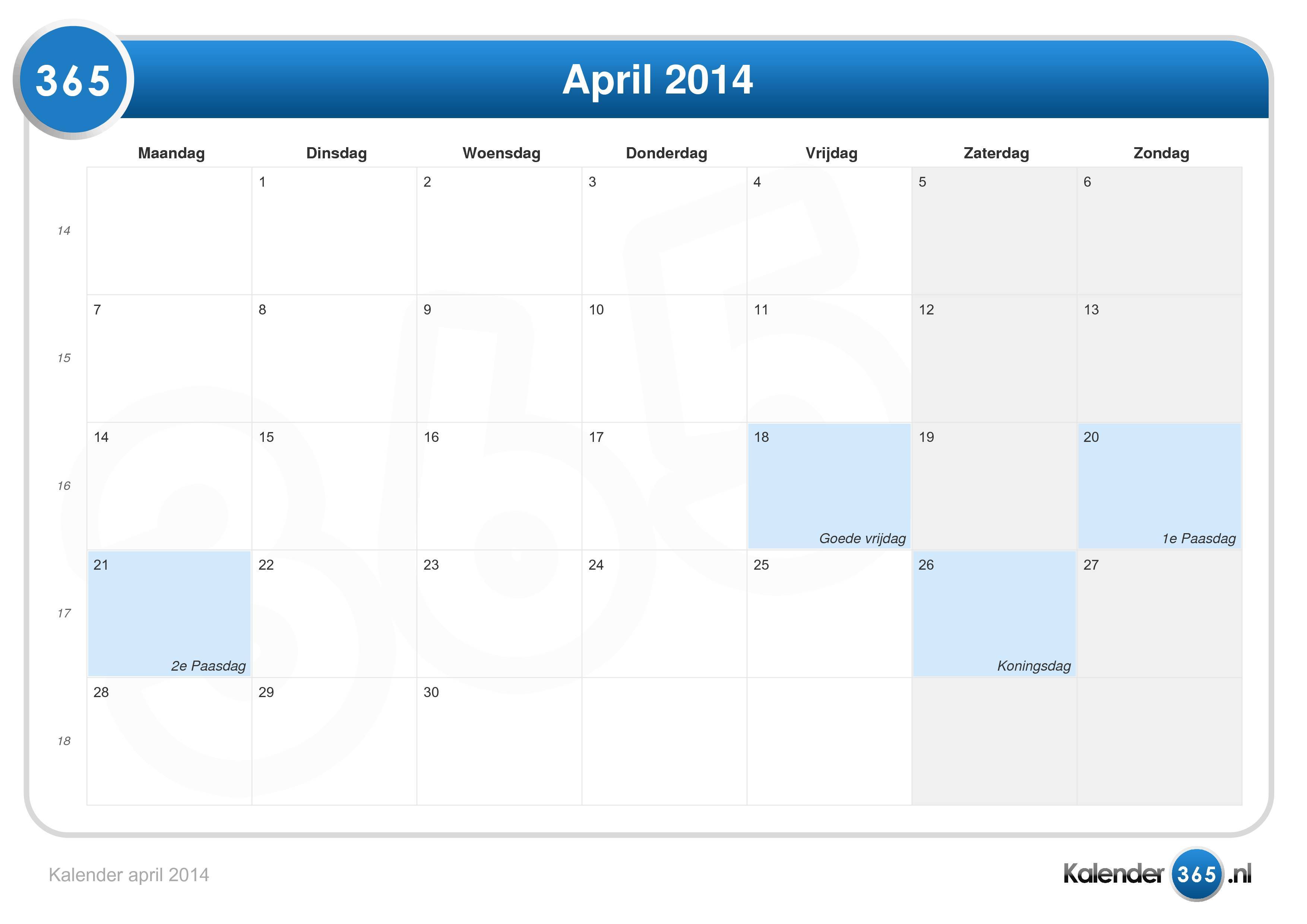 Kalender april 2014