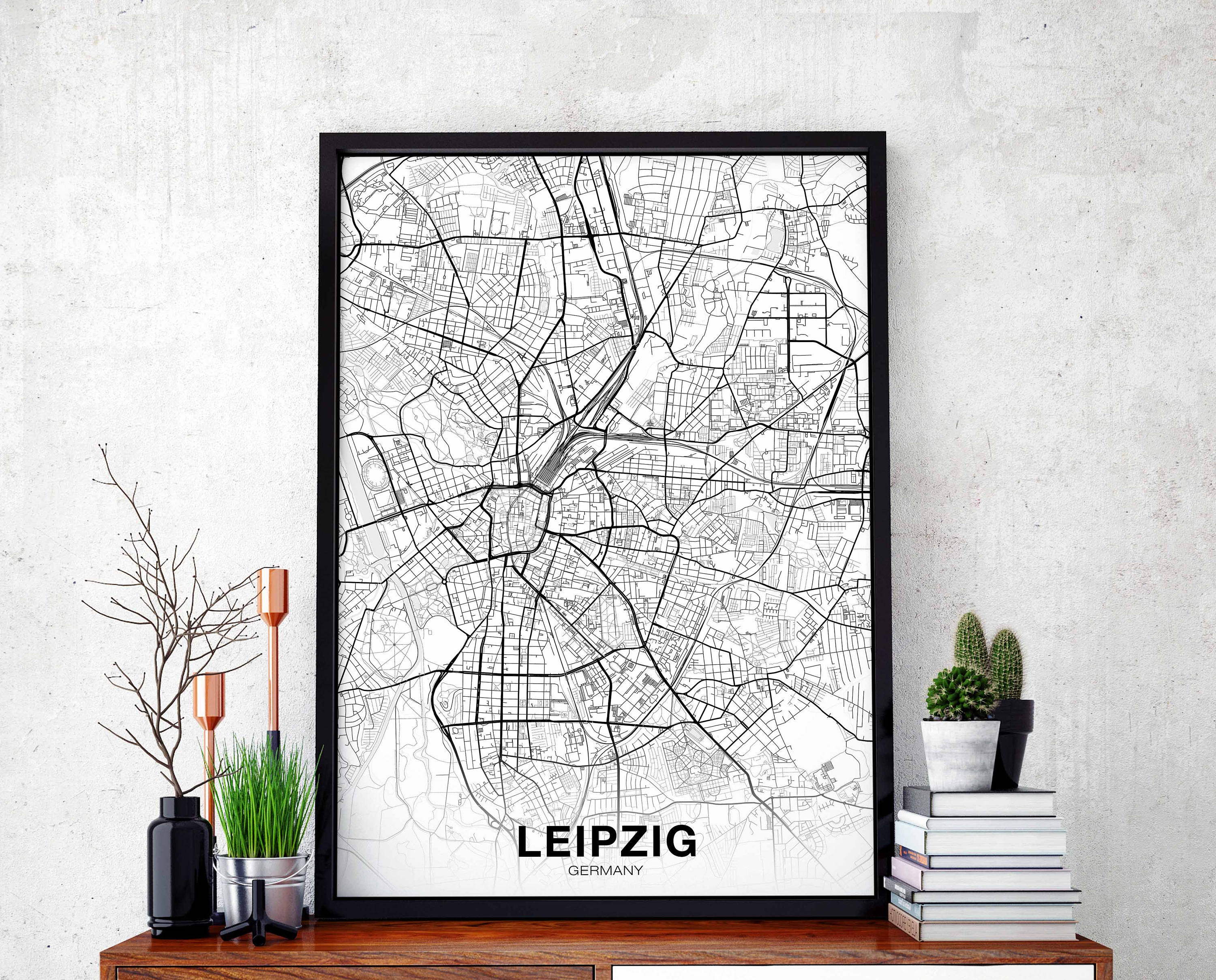 LEIPZIG Germany map poster Hometown City Print Modern Home Decor Office