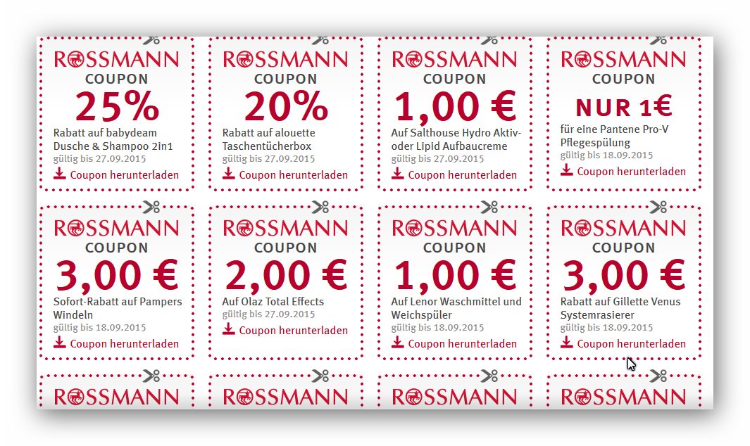 15 neue Online-Coupons von Rossmann zum Ausdrucken - Liveshopping-Aktuell