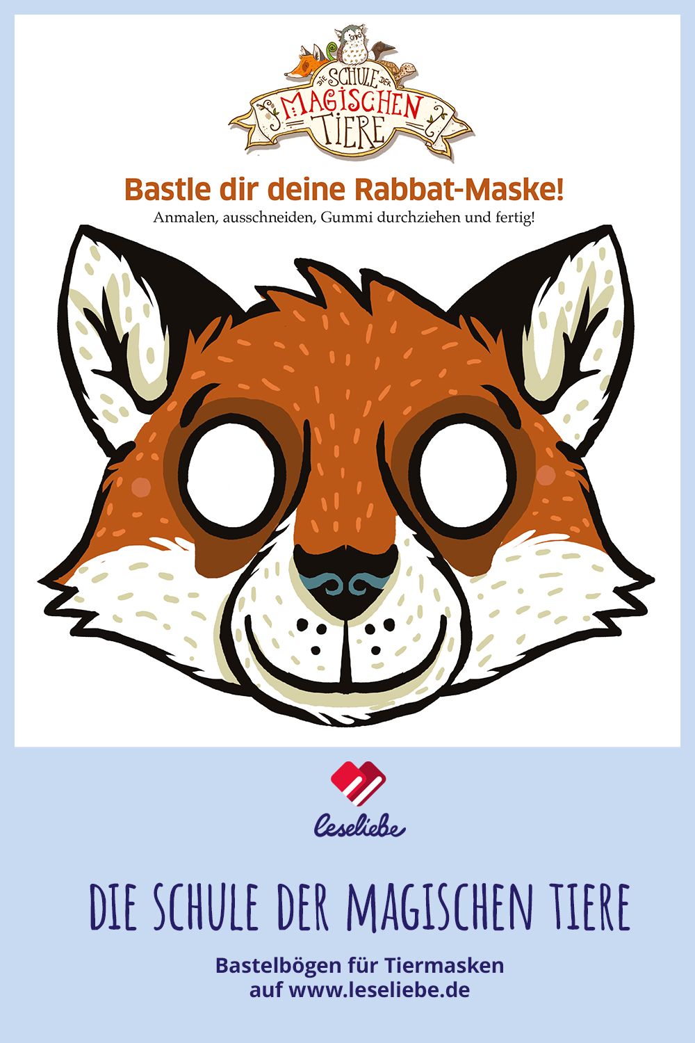 Tiermaske basteln: Rabbat, der Fuchs | Schule der magischen tiere
