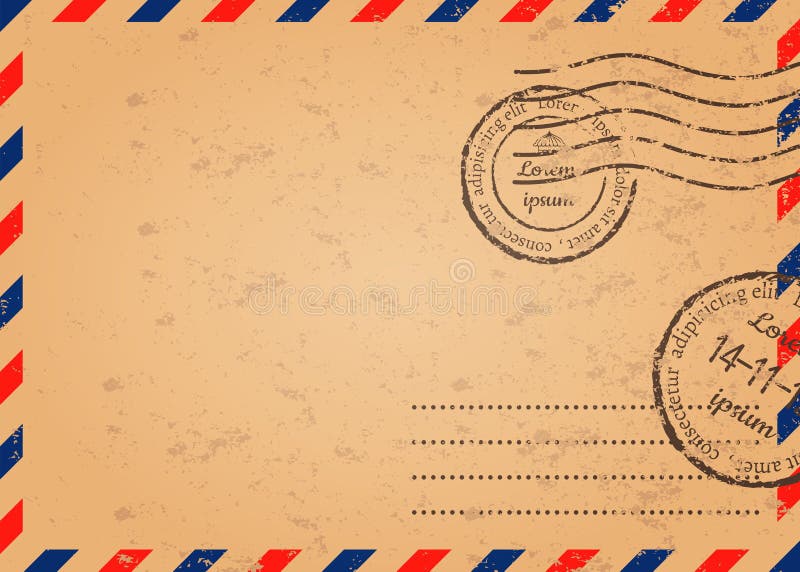 Retro Envelope With Stamps, Cairo Label With Hand Drawn Sphinx