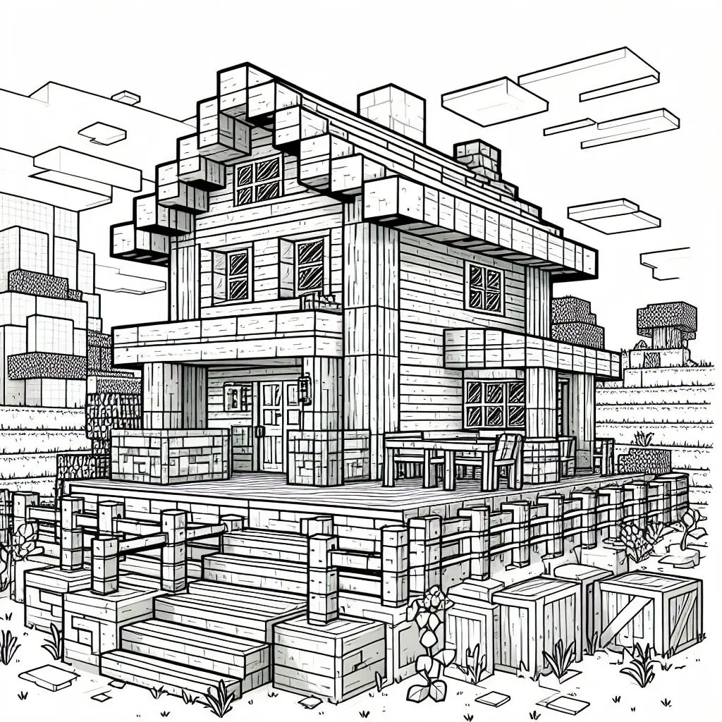 ausmalbilder minecraft haus