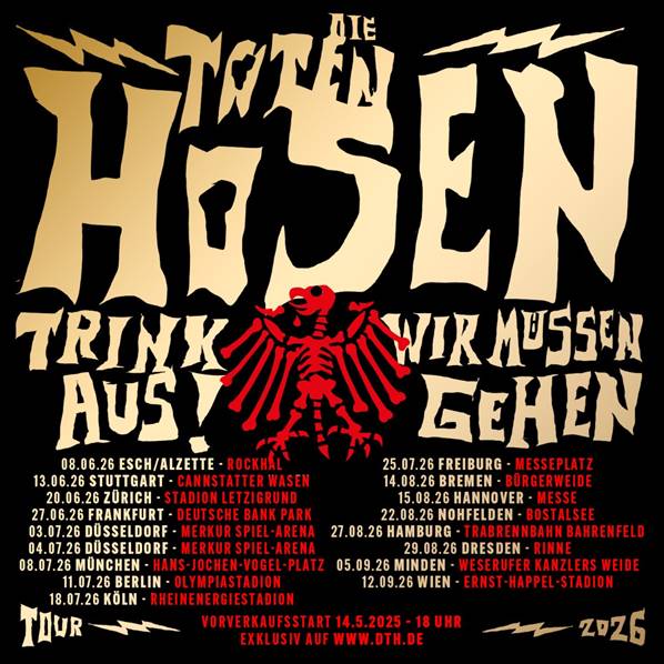  Die Toten Hosen kündigen „Trink Aus! Wir Müssen Gehen“ – Tour 2026 an! Illustration 