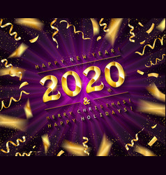  Happy 2020 new year gold party card image Vector Image Illustration 