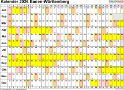  Kalender 2026 Baden-Württemberg: Ferien, Feiertage, PDF-Vorlagen Motiv 
