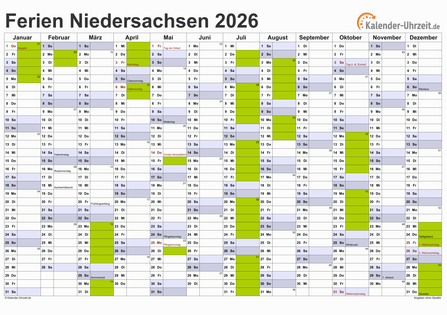  Foto zu Ferien Niedersachsen 2026 - Ferienkalender zum Ausdrucken 