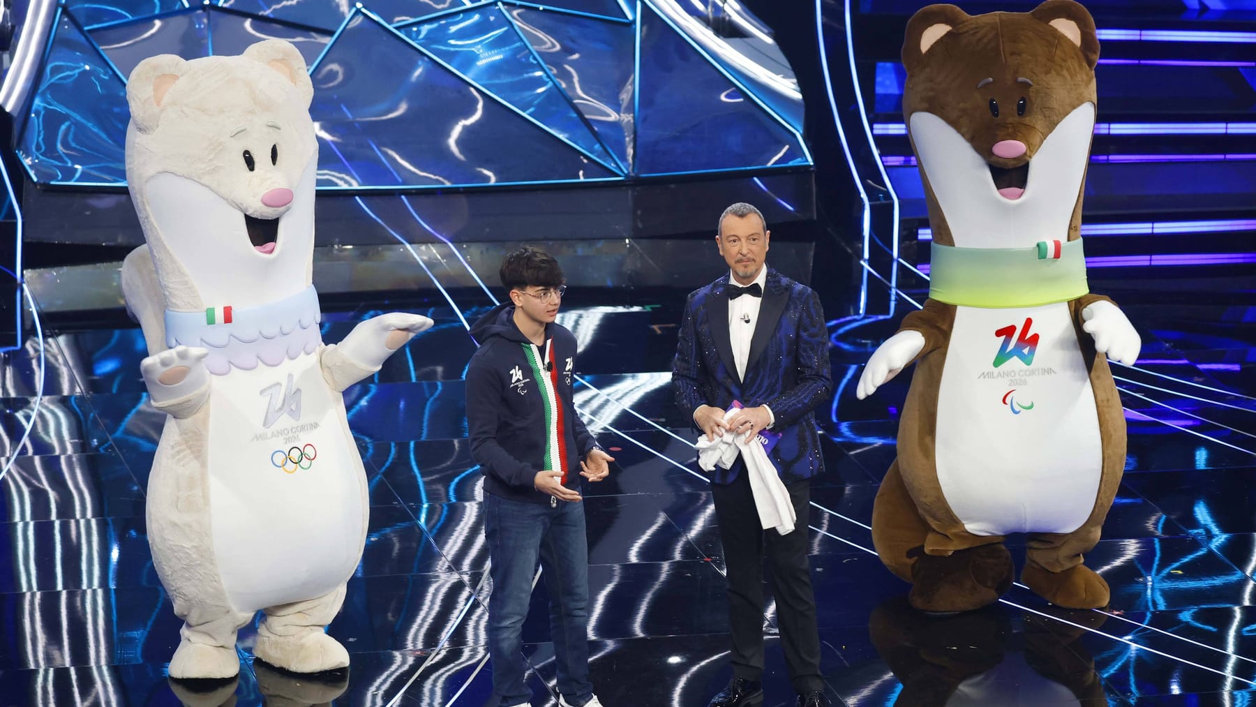  Olympia 2026 in Mailand: Tina & Milo – einbeiniges Maskottchen Illustration 