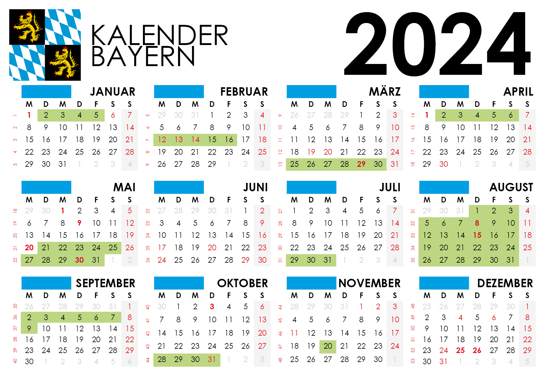  Kalender 2024 bayern mit ferien feiertage – Artofit 