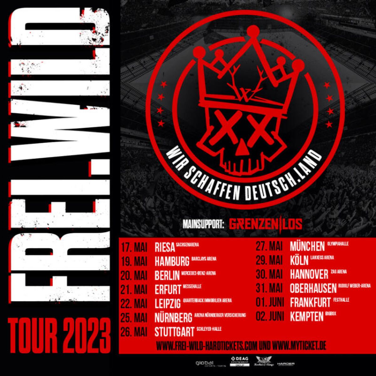 Frei.Wild - "Wir schaffen Deutsch.Land" TOURVERLEGUNG in den Mai 2023 Illustration 