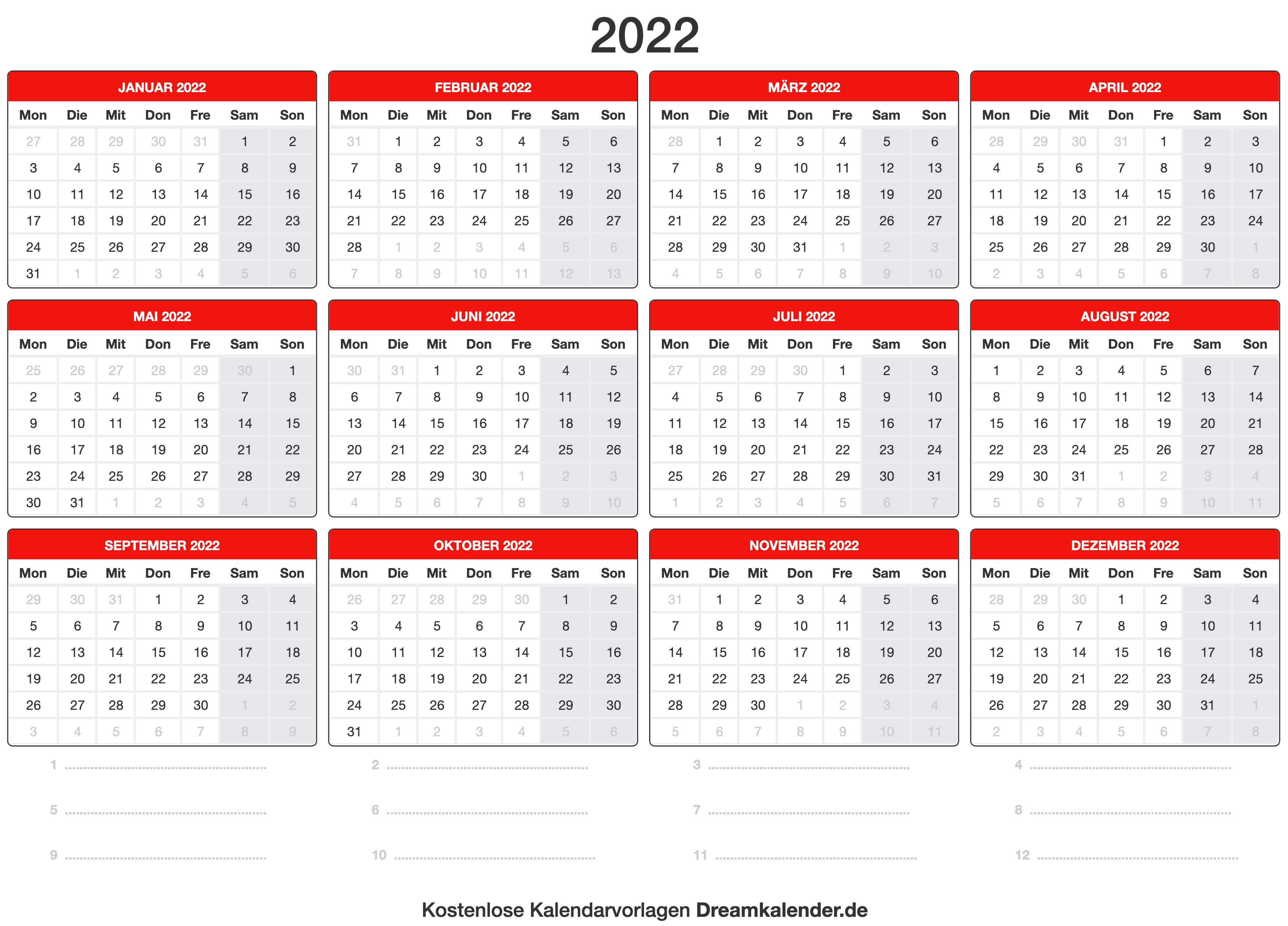  Kalender 2022 Motiv 