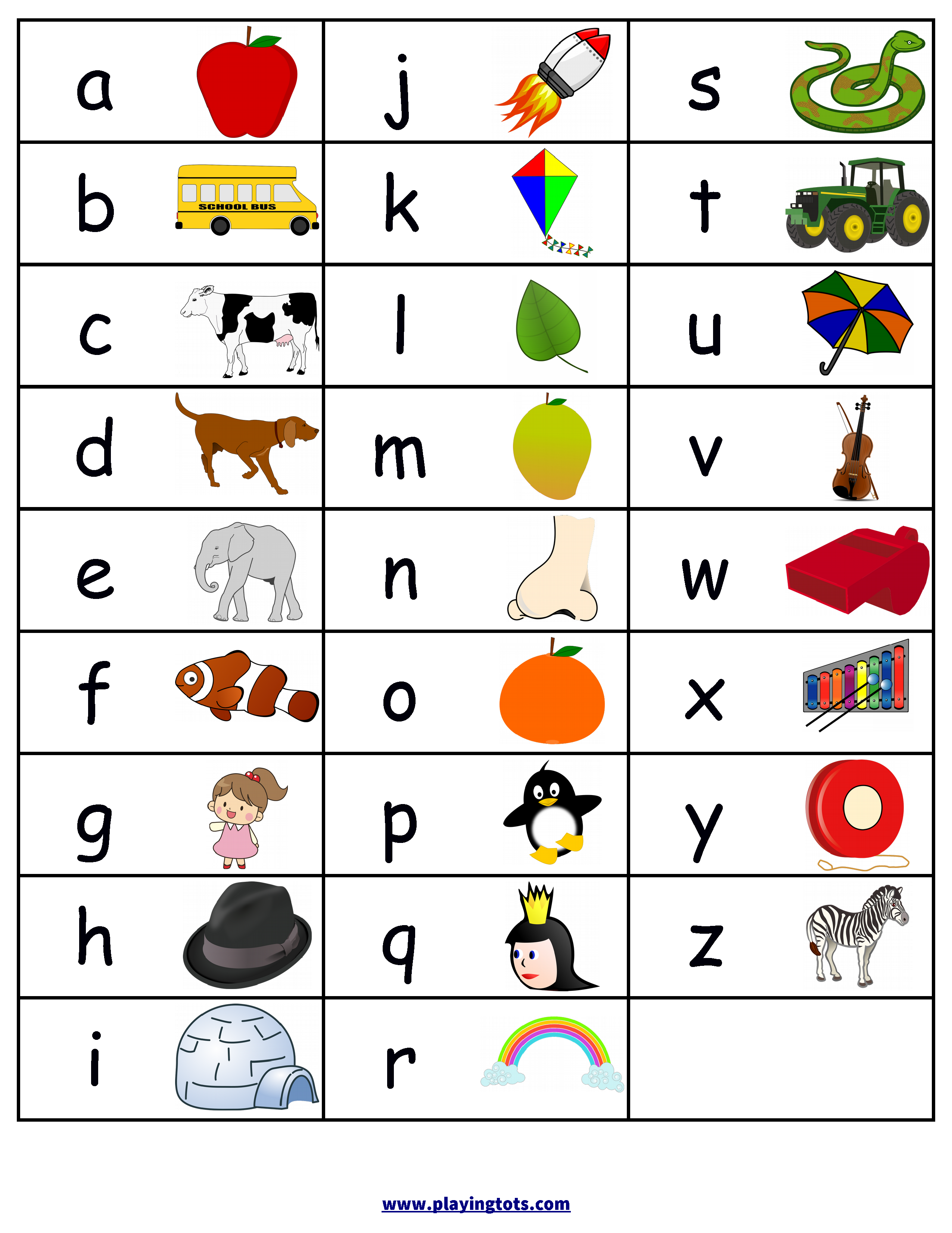  Printable Alphabets Chart Illustration 