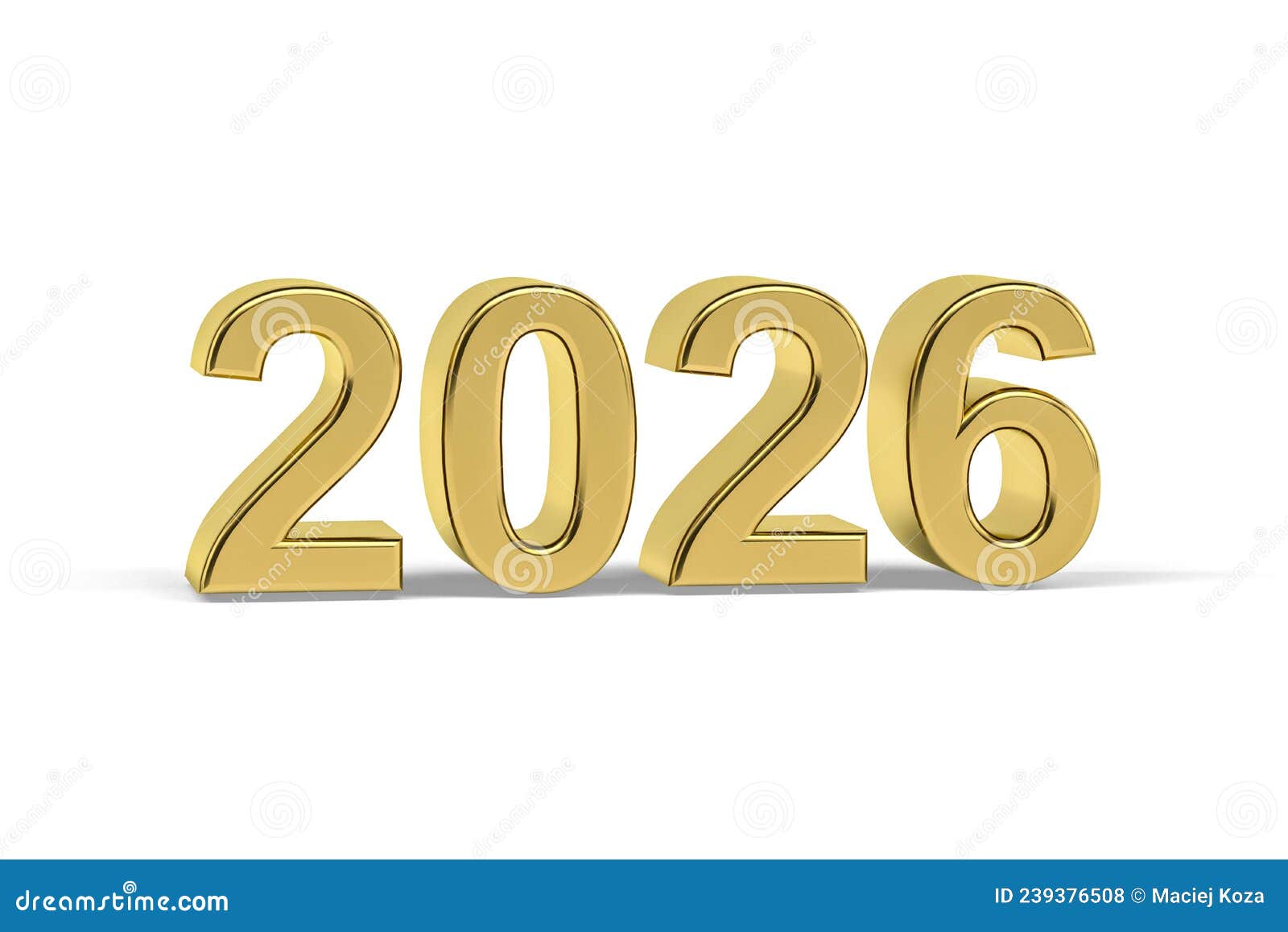  Golden 3d Number 2026 - Year 2026 Isolated On White Background Royalty Bildidee 