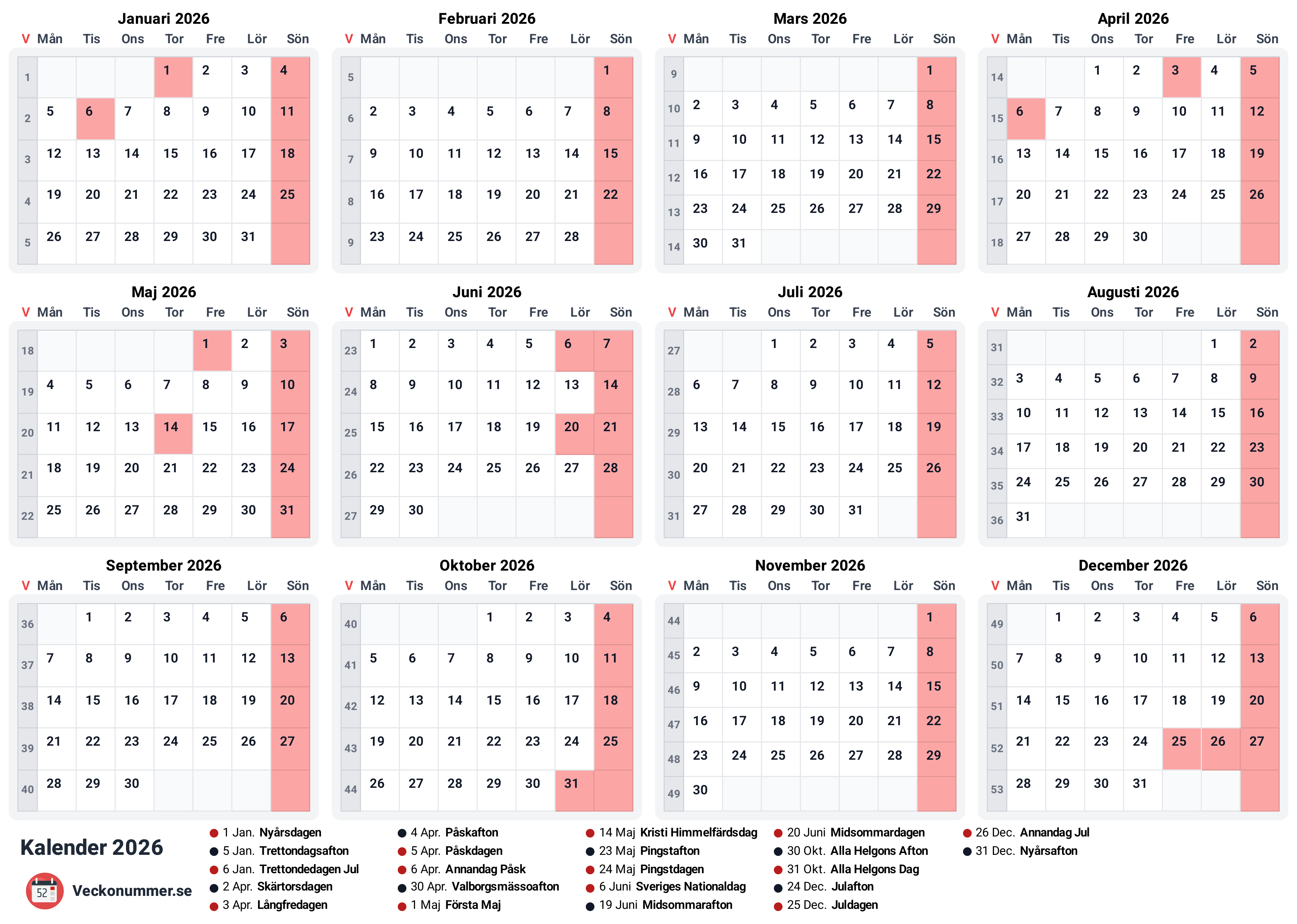  Veckokalender 2026 Illustration 