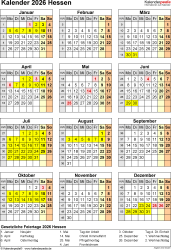  Foto zu Kalender 2026 Hessen: Ferien, Feiertage, Word-Vorlagen 