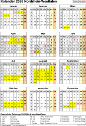  Kalender 2026 NRW: Ferien, Feiertage, PDF-Vorlagen Bildidee 