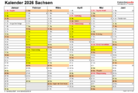kalender 2026 sachsen mit ferien zum ausdrucken
