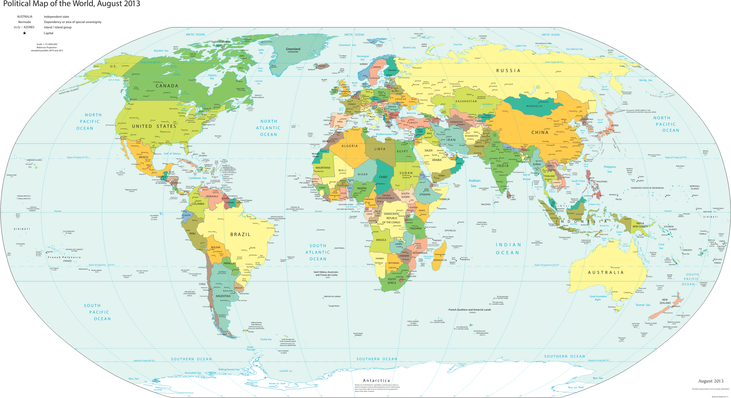 Foto zu Clipart - CIA World Fact Book Political World Map 2013 