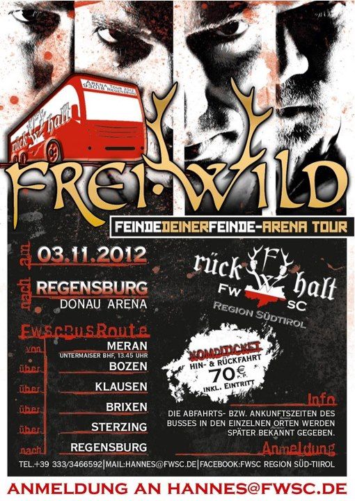  Frei.Wild: Busfahrt ab Südtirol zum Arena-Tour-Konzert in Regensburg Illustration 