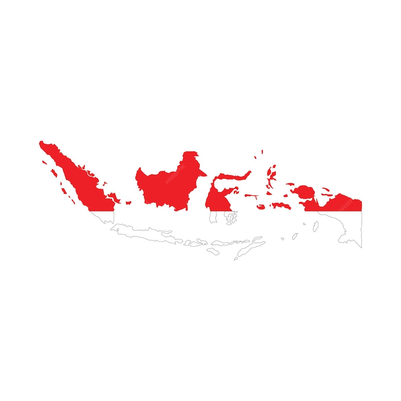  Map and flag of Indonesia on grey background Vector 