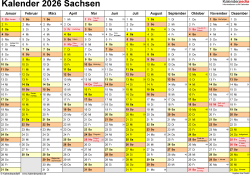  Ferien Sachsen 2026 - Übersicht der Ferientermine Illustration 