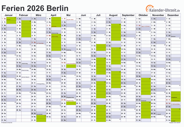  Ferien Berlin 2026 - Ferienkalender zum Ausdrucken Bildidee 