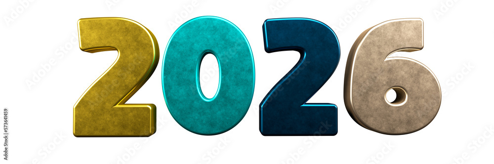  Bold and Colorful 3D 2026 Text Illustration in Shades of Magenta, Blue Bildidee 