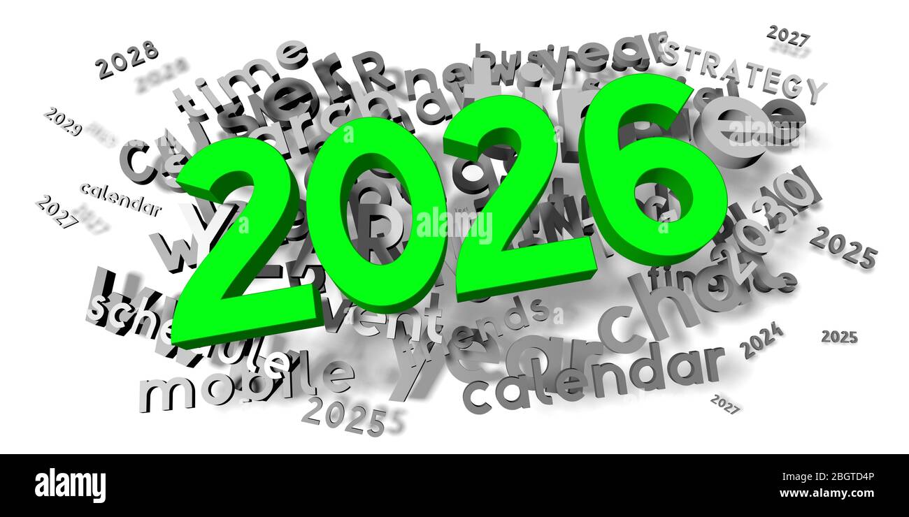  2026 concept - 3D illustration Stock Photo - Alamy 