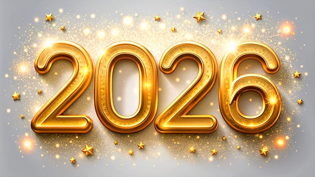  Foto zu Happy New Year 2026 with elegant typography design template with gold 