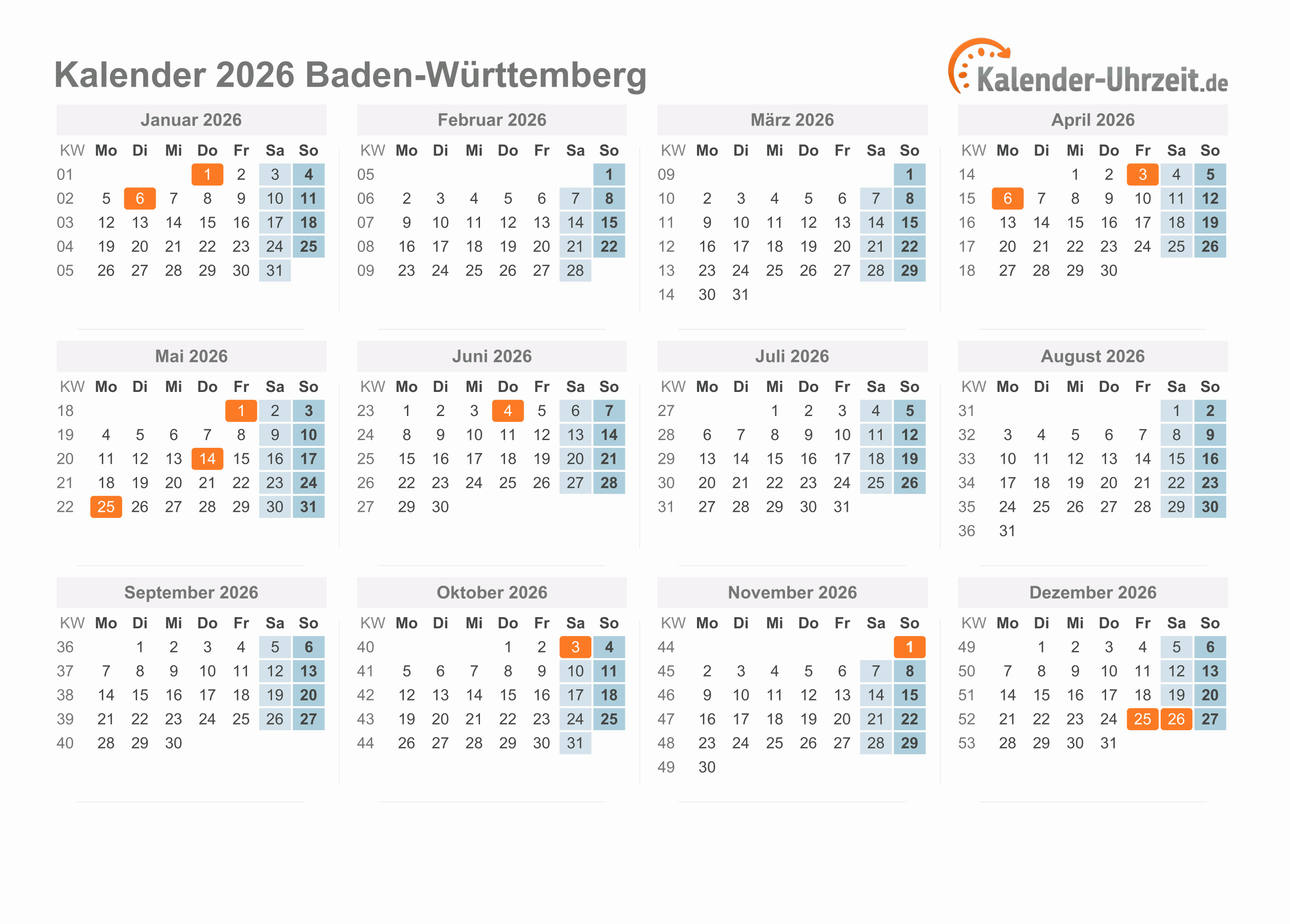 Foto zu Feiertage 2026 Baden-Württemberg + Kalender 