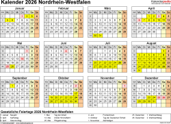  Foto zu Kalender 2026 NRW: Ferien, Feiertage, PDF-Vorlagen 