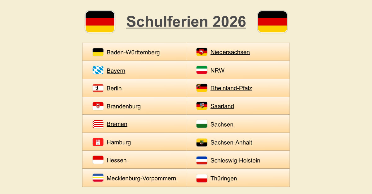  Schulferien 2026 (Termine & Übersicht) Illustration 