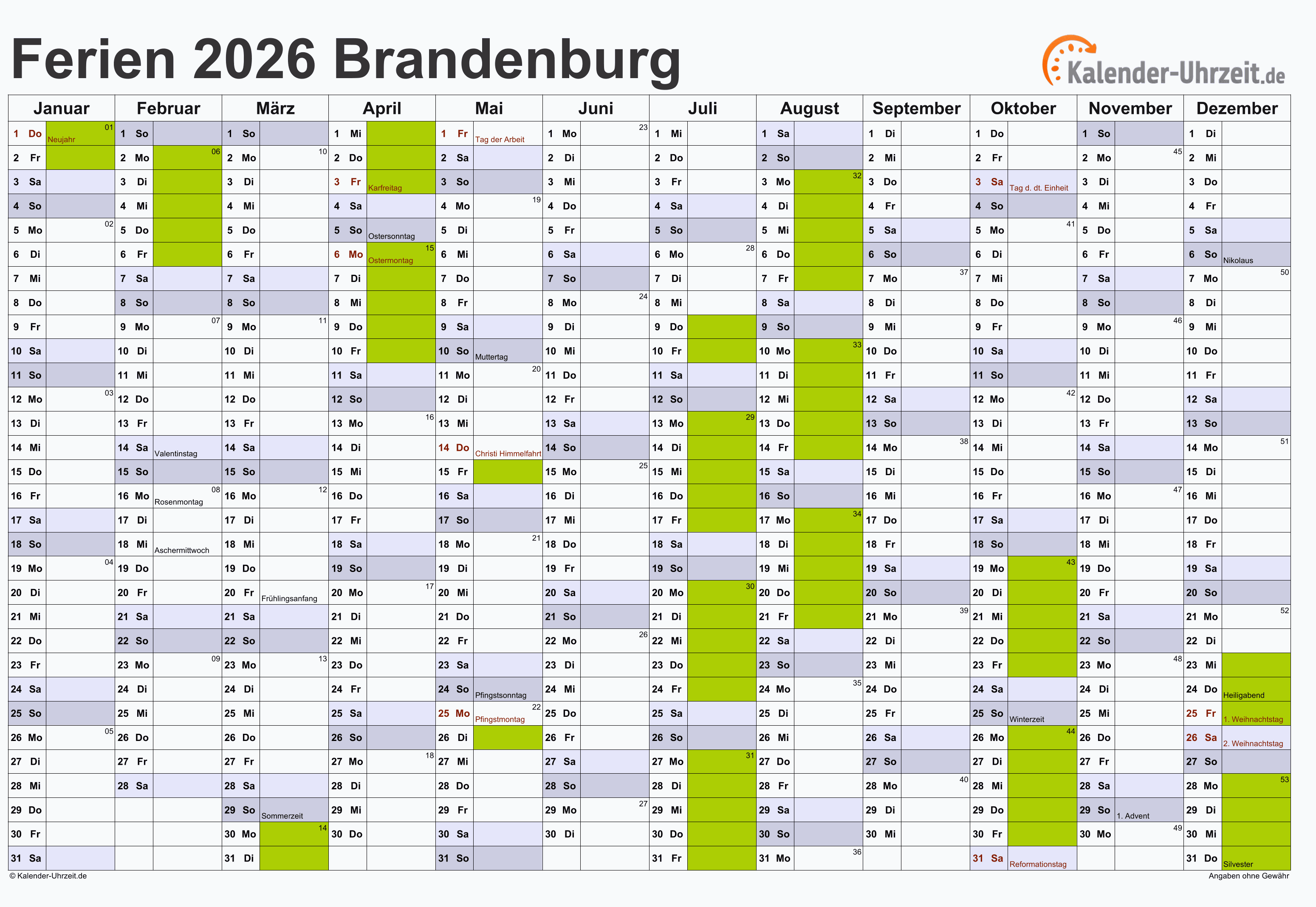 Foto zu Ferien Brandenburg 2026 - Ferienkalender zum Ausdrucken 