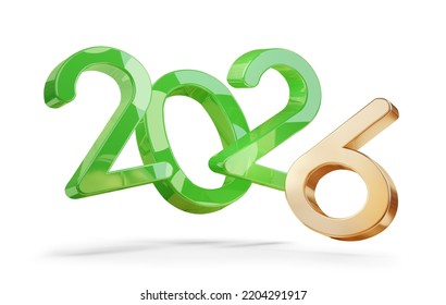  2026 Green Golden 3dillustrationwebp Transparent Stock Illustration 