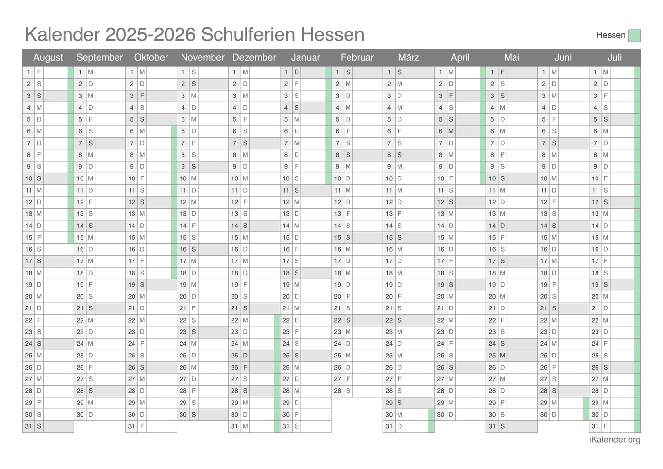  Schulferien Hessen 2025-2026 – Termine und Kalender Illustration 